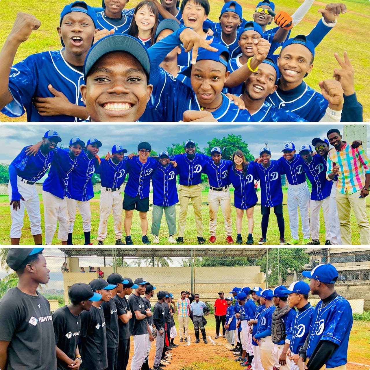Dragons Baseball Club players celebrating together on the field